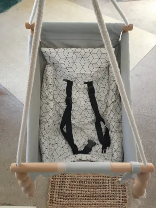 Columpio bebé tela y madera