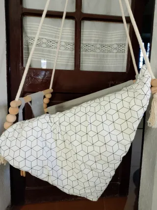 Columpio bebé tela y madera