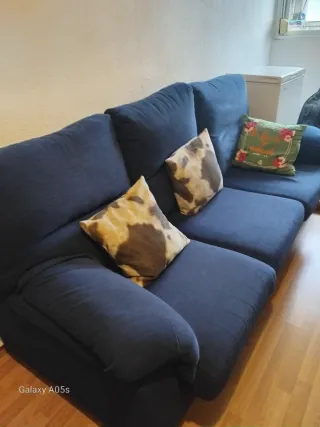 Sofá azul 3 plazas tela