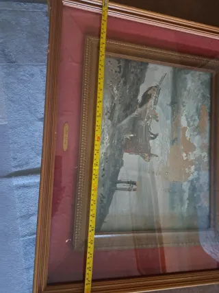 Antico quadro con barca e pescatori