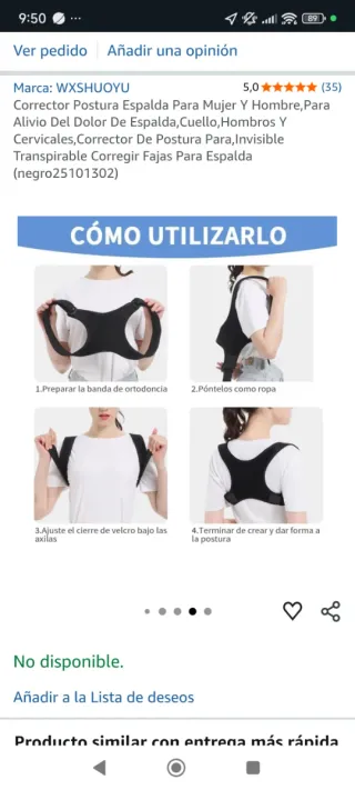 Corrector Postura Espalda Mujer y Hombre