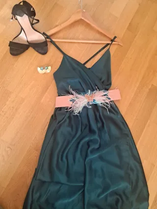 Vestido largo verde botella