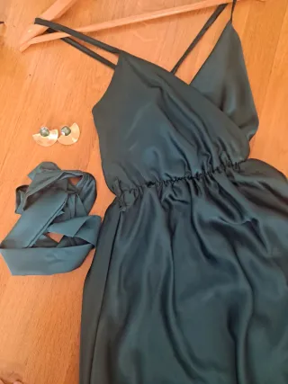 Vestido largo verde botella