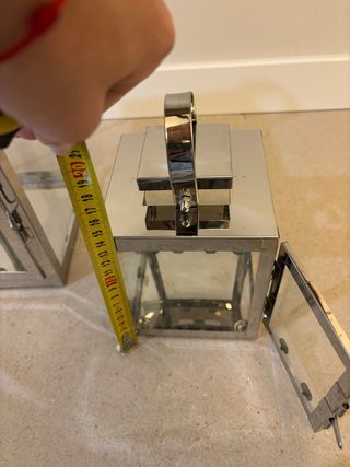 Set 2 Faroles Candelabros Metal y Cristal