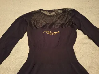 Vestido Desigual Negro Encaje y Estampado