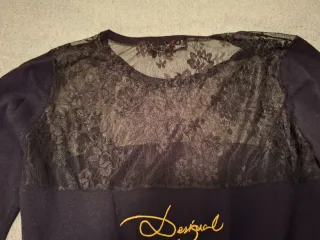 Vestido Desigual Negro Encaje y Estampado