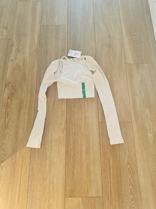 Camiseta doble beis mujer XS