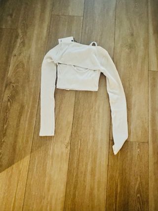 Camiseta doble beis mujer XS