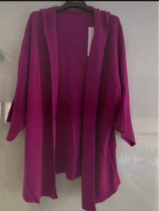 Cardigan ciclamino con cappuccio taglia unica