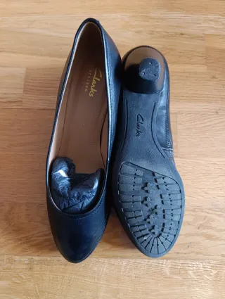 Zapatos Clarks Negros Tacón Mujer