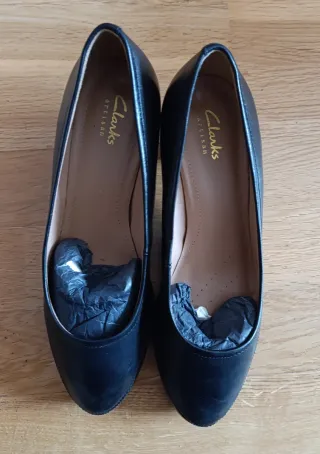 Zapatos Clarks Negros Tacón Mujer