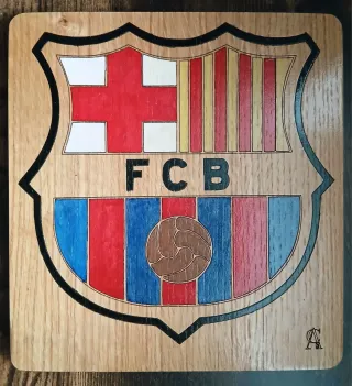 Escudo Barcelona FC Grabado y Pintado en madera