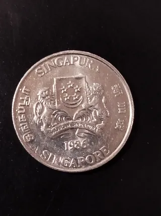 Moneda de Singapur 1986