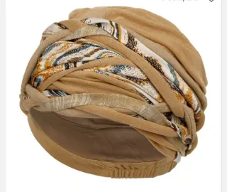 Turbante Oncológico Dorado y Multicolor