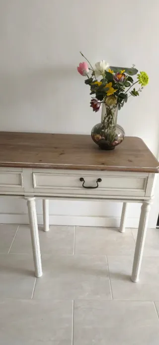 Mueble auxiliar madera marrón y blanco