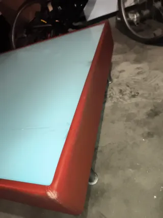 Mesa Centro Poltrona Frau Cristal y piel