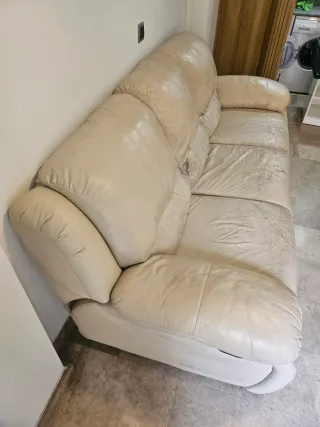 Sofá Modular 3 Plazas Beige Cuero