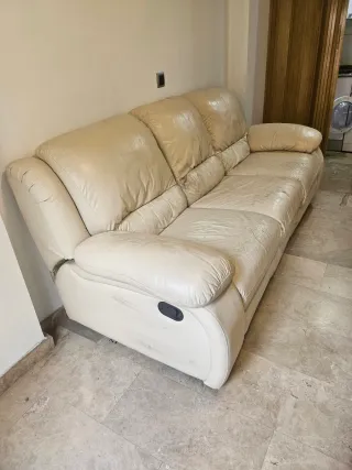 Sofá Modular 3 Plazas Beige Cuero