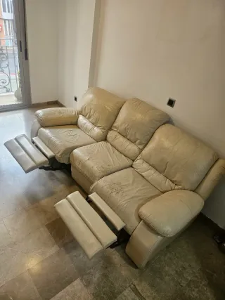 Sofá Modular 3 Plazas Beige Cuero