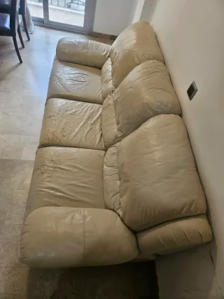 Sofá Modular 3 Plazas Beige Cuero