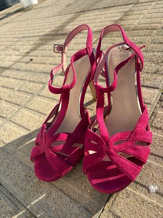 Conjunto Sandalias y Bolso Rosa Fucsia Talla 39