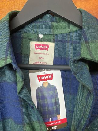 Camisa Levi's cuadros azul y verde XL