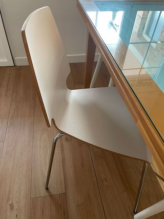 Mesa extensible madera y dos sillas