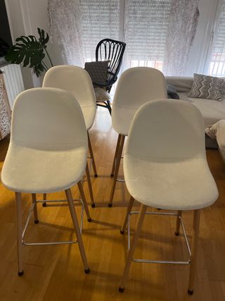 Juego de 4 Sillas Altas Blancas de 70 cm de alto