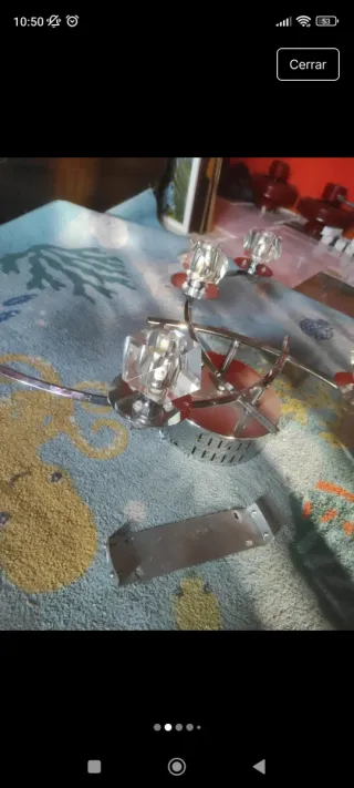 Lámpara Techo Halógena Cristal y Metal