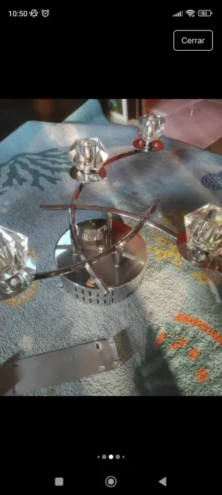 Lámpara Techo Halógena Cristal y Metal