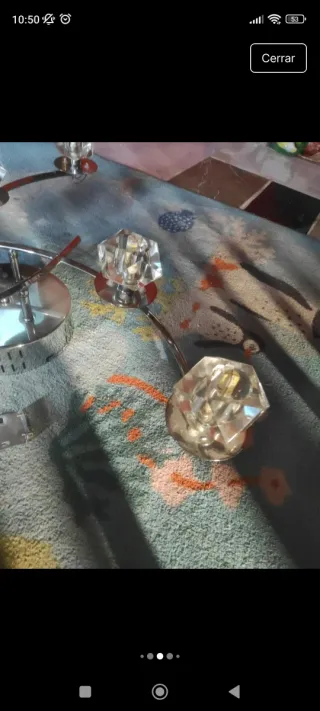 Lámpara Techo Halógena Cristal y Metal