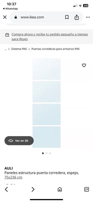 Paneles puerta corredera IKEA AULI 75x236