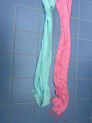 2 scialli pashmina rosa e turchese