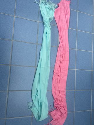 2 scialli pashmina rosa e turchese