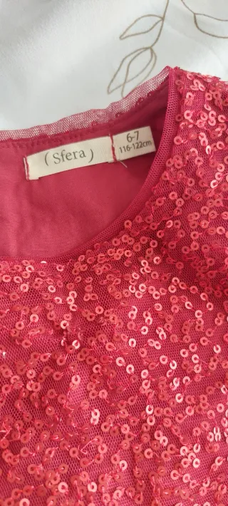 Vestido fiesta lentejuelas niña rojo talla 6-7