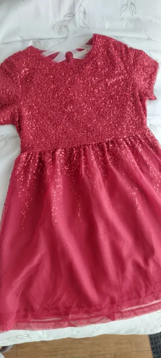 Vestido fiesta lentejuelas niña rojo talla 6-7