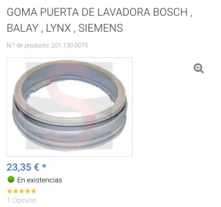 Goma Nueva Puerta Lavadora Bosch/Balay/Siemens