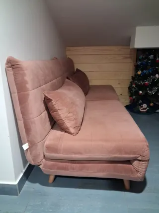 Sofá Cama Rosa Tela Terciopelo