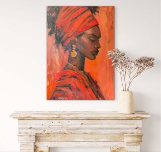 Cuadro al óleo original mujer africana