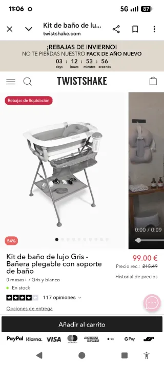 Bañera Bebé Twistshake Plegable