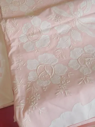 Juego de cama algodón bordado a mano