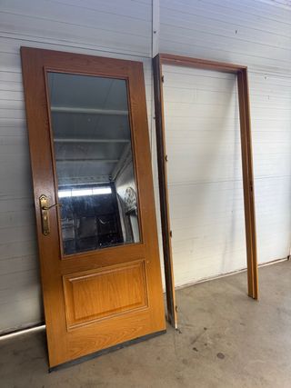 Puerta de paso interior madera con cristal