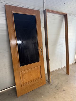 Puerta de paso interior madera con cristal