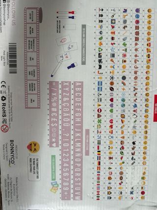 Caja de Luz LED con Letras y Emojis