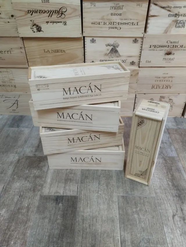 5 Cajas de madera con tapa corredera