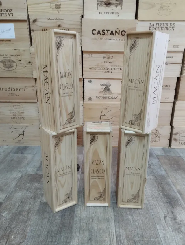 5 Cajas de madera con tapa corredera