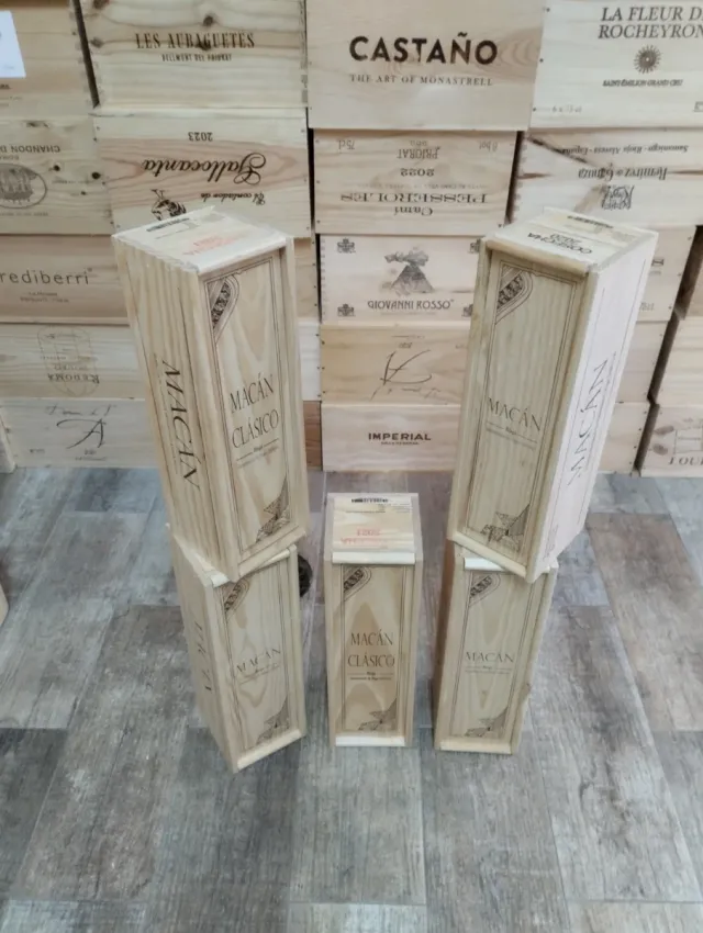 5 Cajas de madera con tapa corredera