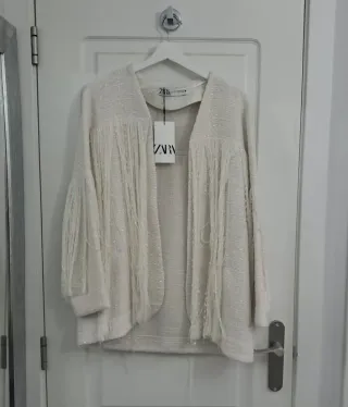Chaqueta Zara Blanca Flecos Talla M