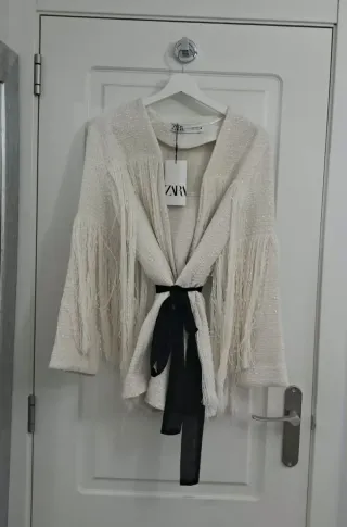 Chaqueta Zara Blanca Flecos Talla M