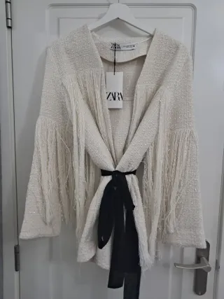 Chaqueta Zara Blanca Flecos Talla M